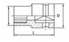 Soquete sextavado de impacto 1/2´´pol. x 12 mm