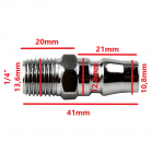 Kit 3 Pinos de Engate Pneumático 1/4 Rosca Macho 1/4 Alta Vazão Pm-20 Nitto